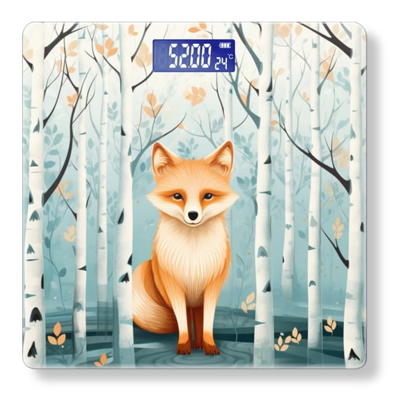 High Precision Body Weight Scale Smart Bathroom Scales with Large LCD Display(400lbs),Decorative for Bedroom-Cute Fox In The Forest Among Birch Trees