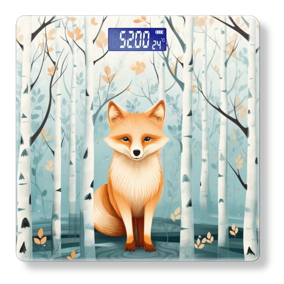 High Precision Body Weight Scale Smart Bathroom Scales with Large LCD Display(400lbs),Decorative for Bedroom-Cute Fox In The Forest Among Birch Trees