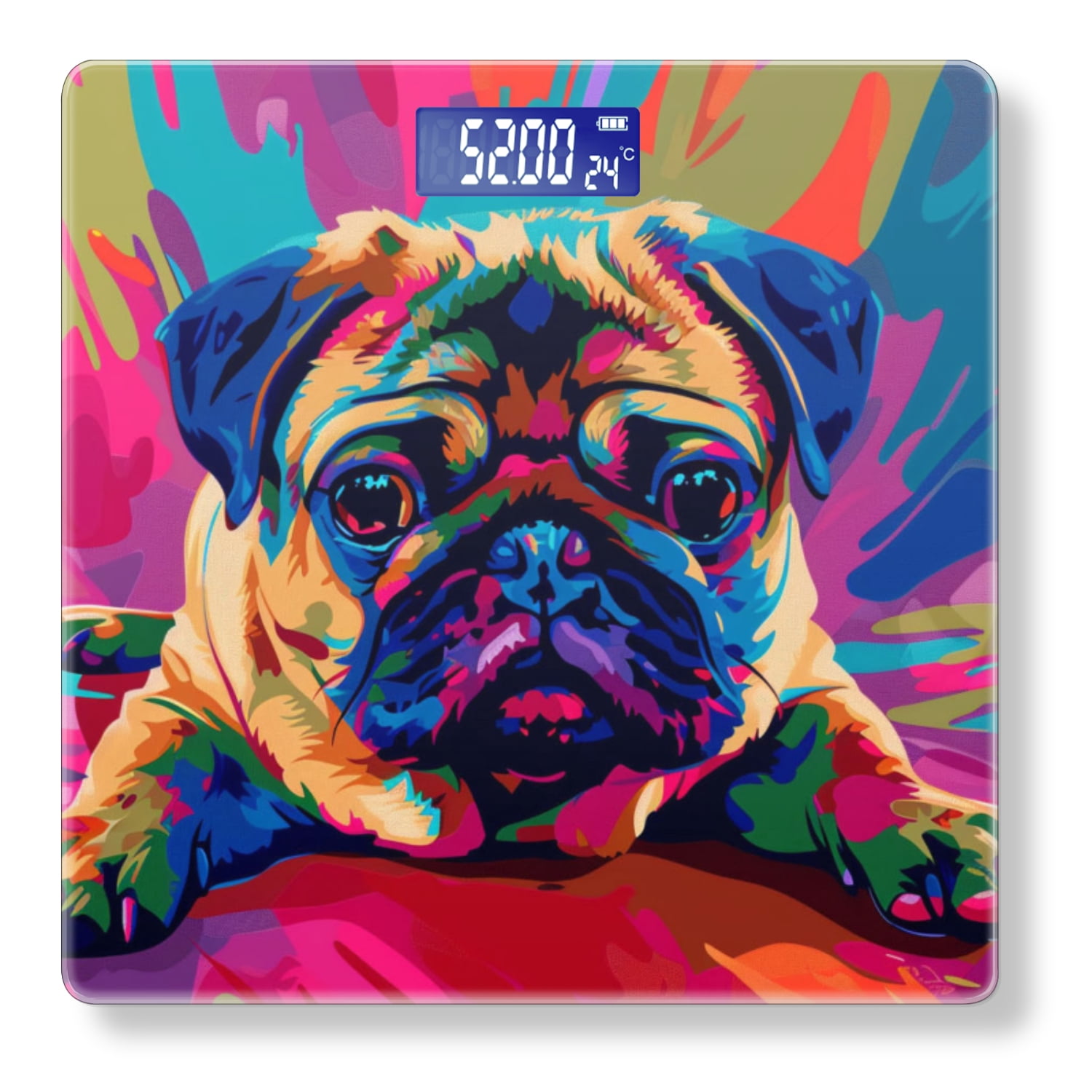 High Precision Body Weight Scale Smart Bathroom Scales with Large LCD Display(400lbs),Decorative for Bedroom-Cute Pug Puppy In The Style Of Pop Art