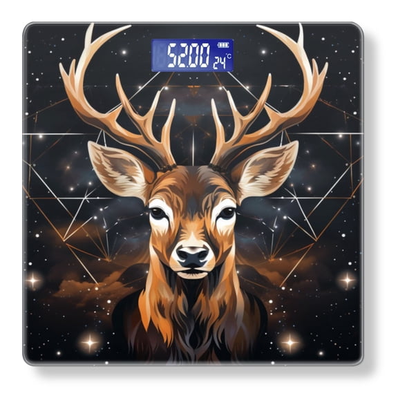 High Precision Body Weight Scale Smart Bathroom Scales with Large LCD Display(400lbs),Decorative for Bedroom-Deer With Antlers In The Center Of Sky