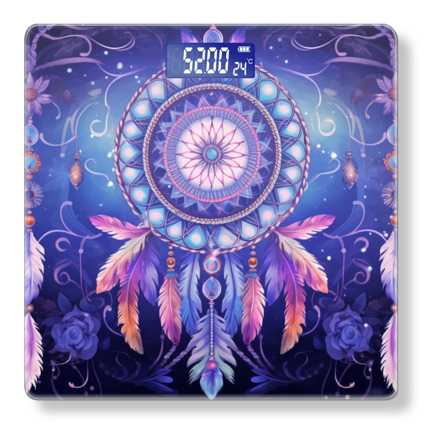 High Precision Body Weight Scale Smart Bathroom Scales with Large LCD Display(400lbs),Decorative for Bedroom-Dreamcatcher With Feathers And Crystals