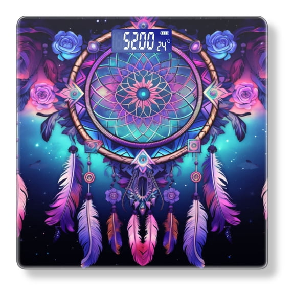 High Precision Body Weight Scale Smart Bathroom Scales with Large LCD Display(400lbs),Decorative for Bedroom-Dreamcatcher With Feathers