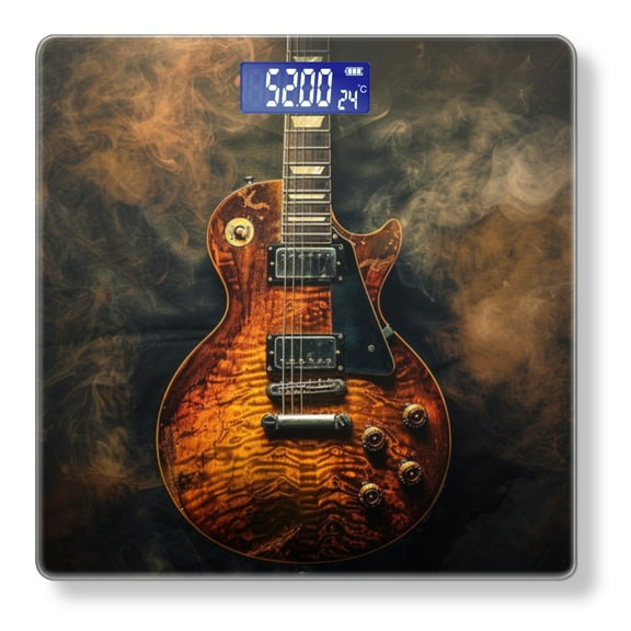 High Precision Body Weight Scale Smart Bathroom Scales with Large LCD Display(400lbs),Decorative for Bedroom-Electric Guitar On Smoky Background