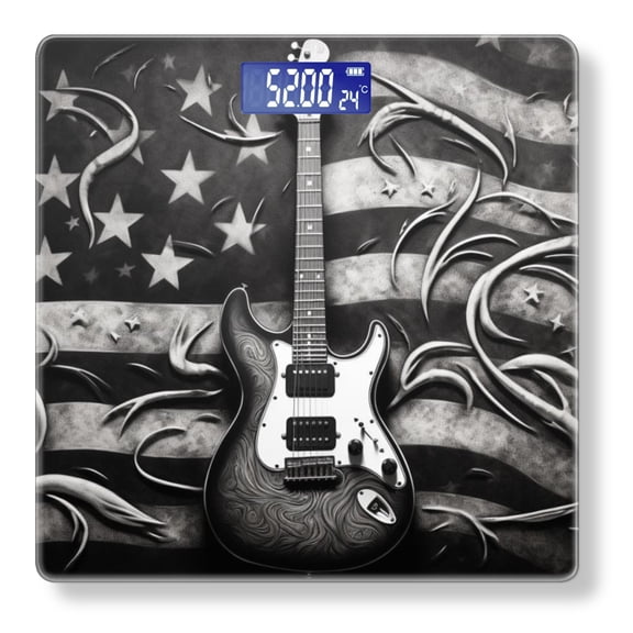 High Precision Body Weight Scale Smart Bathroom Scales with Large LCD Display(400lbs),Decorative for Bedroom-Electric Guitar On The American Flag