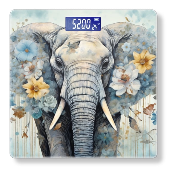 High Precision Body Weight Scale Smart Bathroom Scales with Large LCD Display(400lbs),Decorative for Bedroom-Elephant With Trunk Raised