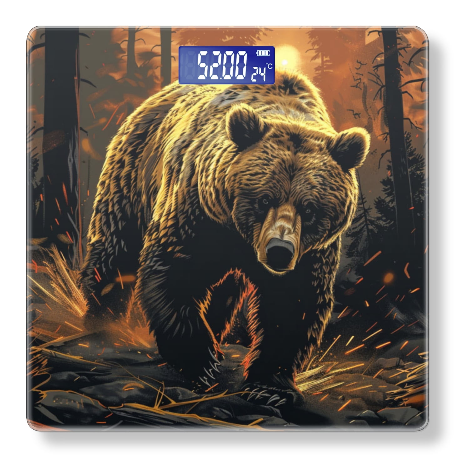 High Precision Body Weight Scale Smart Bathroom Scales with Large LCD Display(400lbs),Decorative for Bedroom-Grizzly Bear In The Forest