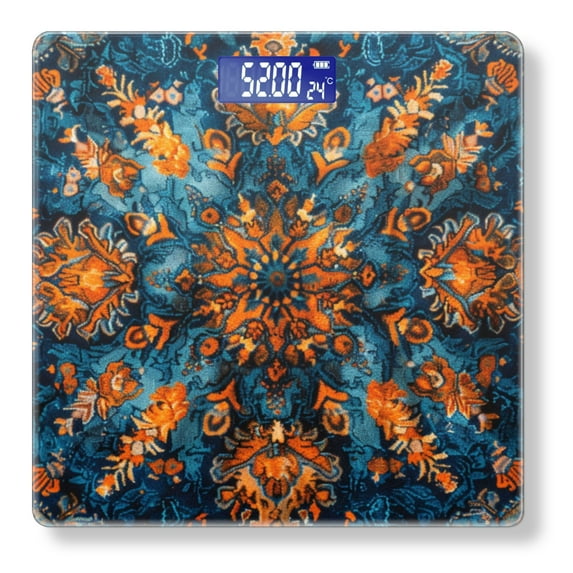 High Precision Body Weight Scale Smart Bathroom Scales with Large LCD Display(400lbs),Decorative for Bedroom-Intricate Pattern Of Blue And Orange