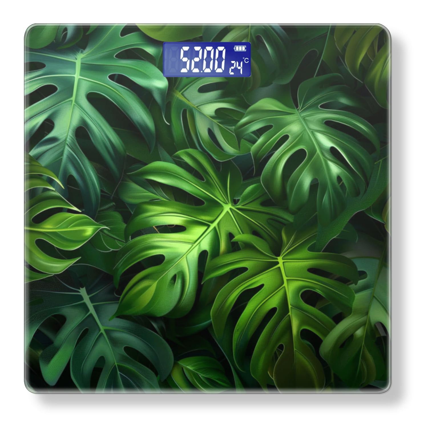 High Precision Body Weight Scale Smart Bathroom Scales with Large LCD Display(400lbs),Decorative for Bedroom-Lush Green Monstera Leaves In The Jungle