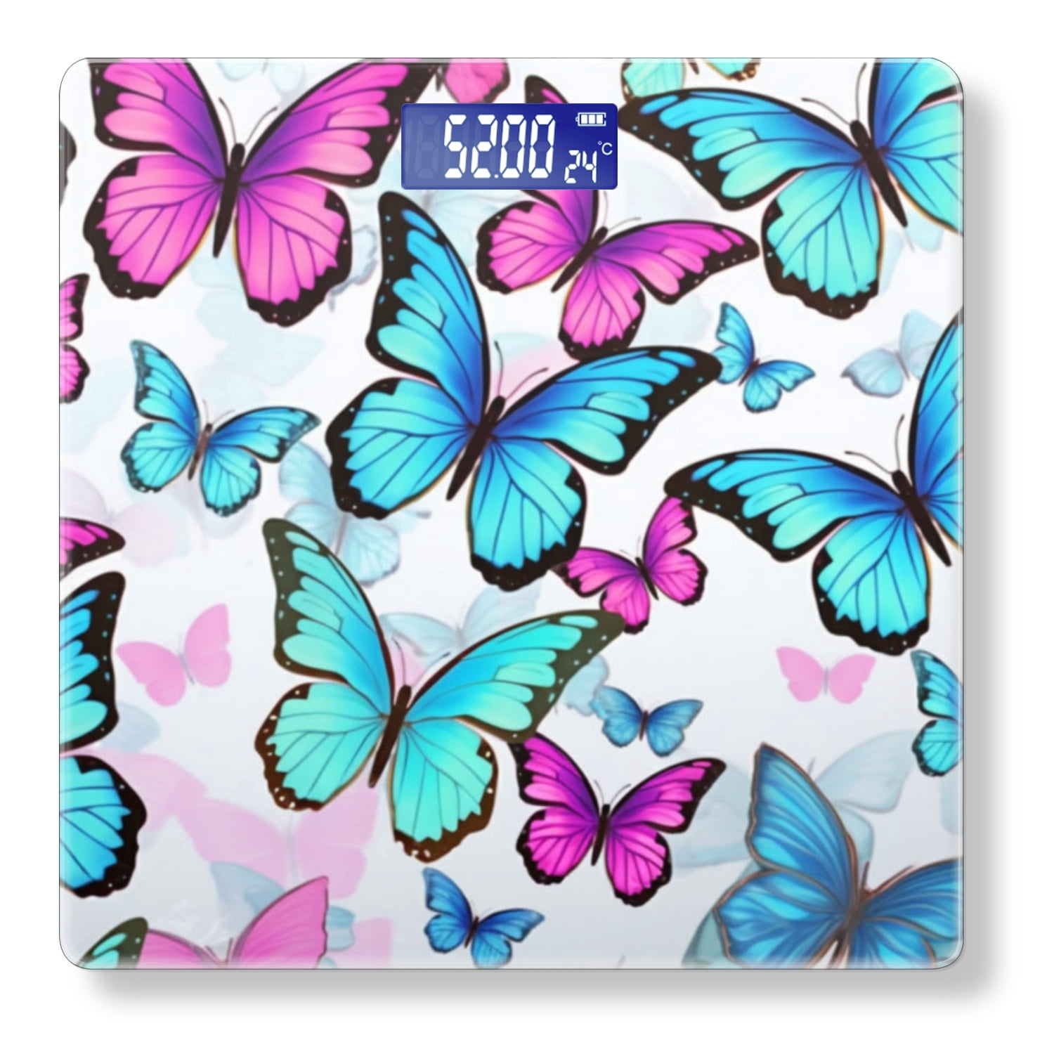 Bathroom Scale, Highly Accurate Digital Body Scale,Precisely Measures Weight up to 400 lbs-Many Colorful Butterflies Flying