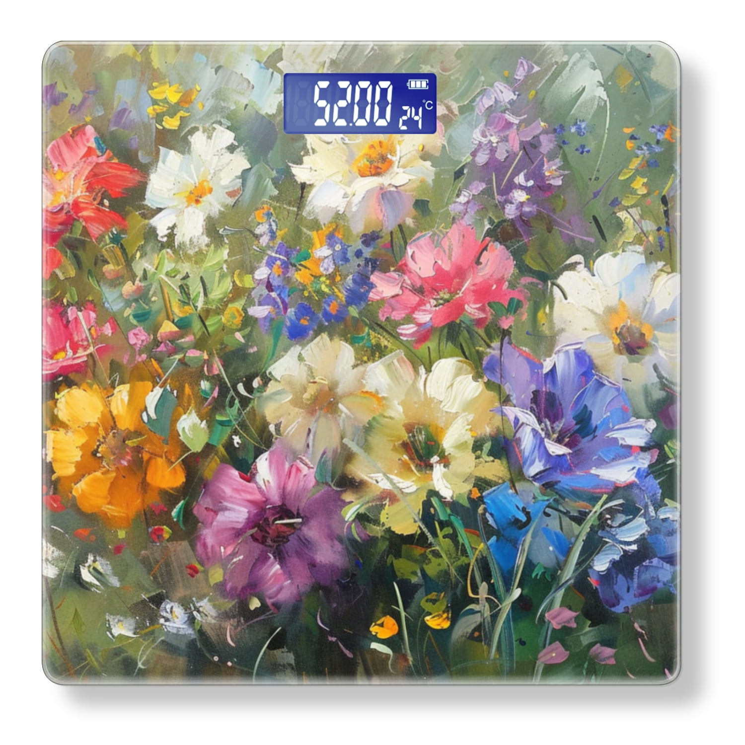 High Precision Body Weight Scale Smart Bathroom Scales with Large LCD Display(400lbs),Decorative for Bedroom-Oil Painting Of Flowers In The Style