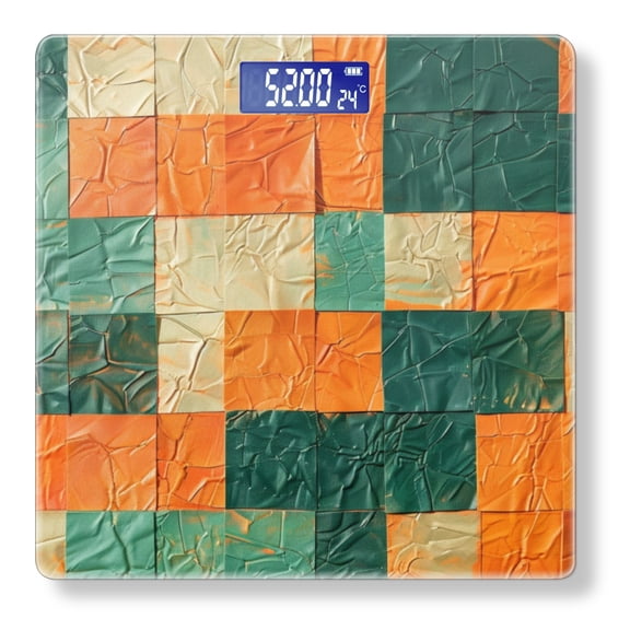 High Precision Body Weight Scale Smart Bathroom Scales with Large LCD Display(400lbs),Decorative for Bedroom-Orange And Brown Squares Made From Paper