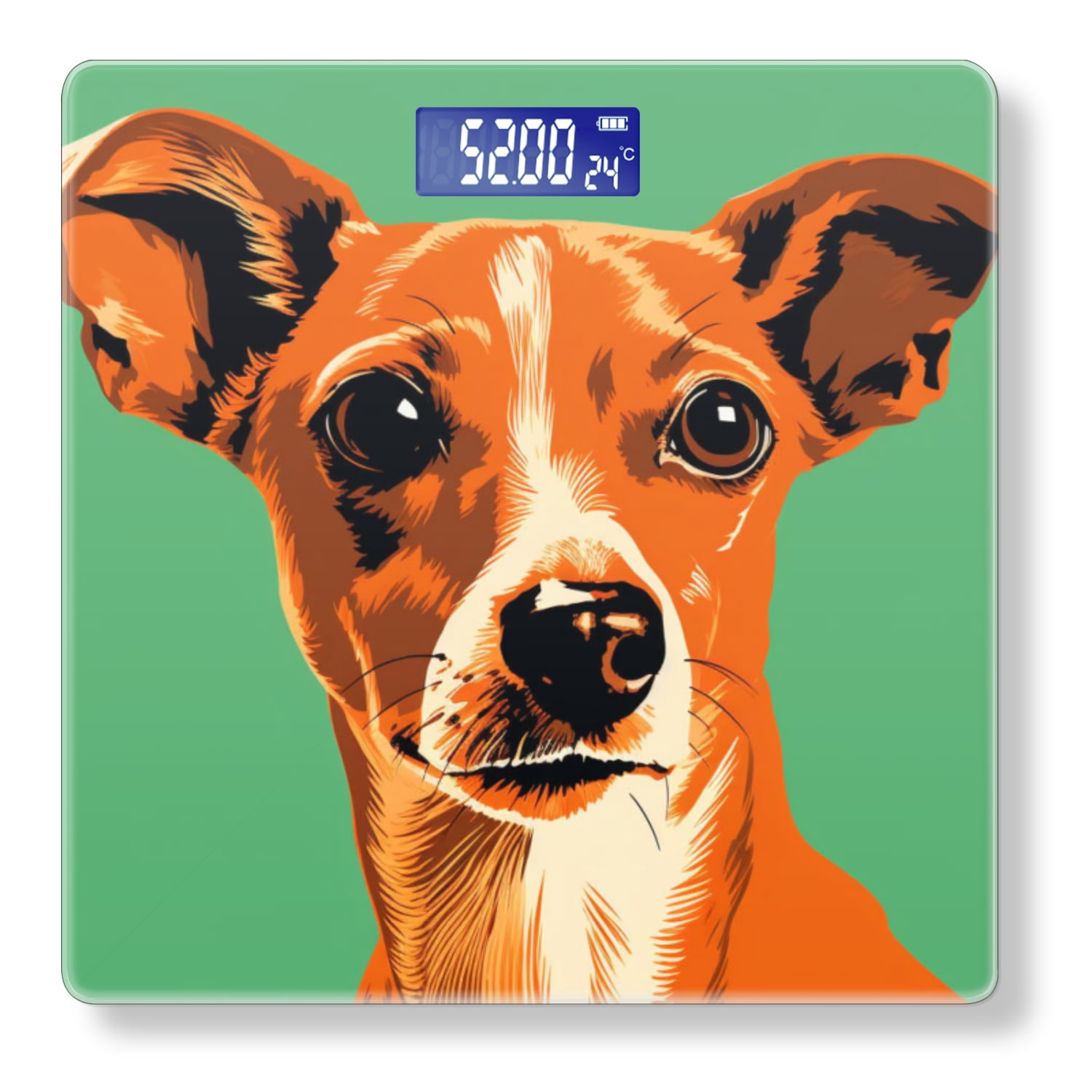 High Precision Body Weight Scale Smart Bathroom Scales with Large LCD Display(400lbs),Decorative for Bedroom-Orange And White Dog With Large Ears