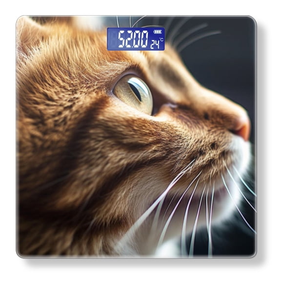 High Precision Body Weight Scale Smart Bathroom Scales with Large LCD Display(400lbs),Decorative for Bedroom-Orange Cat'S Face Looking Out The Window