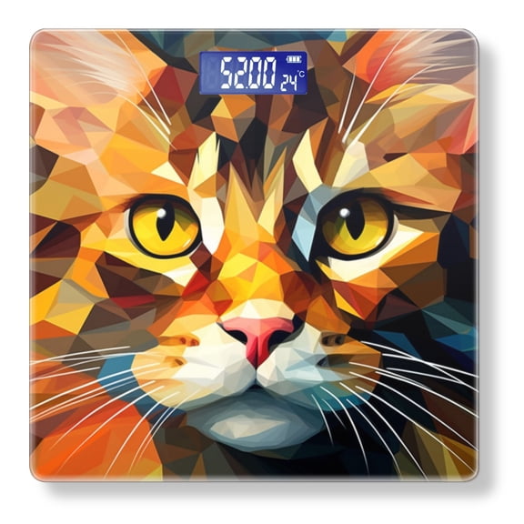 High Precision Body Weight Scale Smart Bathroom Scales with Large LCD Display(400lbs),Decorative for Bedroom-Orange Cat With Yellow Eye
