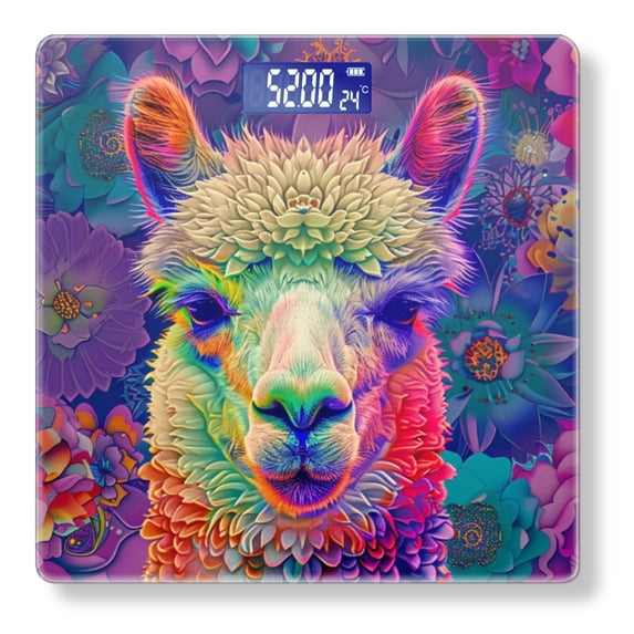 High Precision Body Weight Scale Smart Bathroom Scales with Large LCD Display(400lbs),Decorative for Bedroom-Portrait Of Alpaca In The Style
