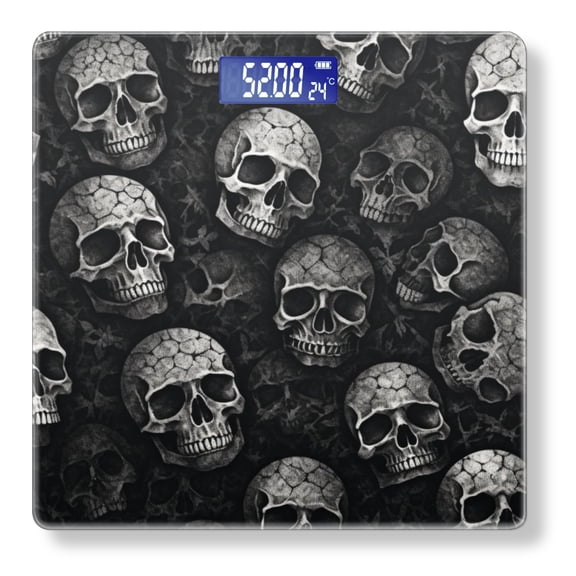 High Precision Body Weight Scale Smart Bathroom Scales with Large LCD Display(400lbs),Decorative for Bedroom-Skulls In Shades Of Grey And Black
