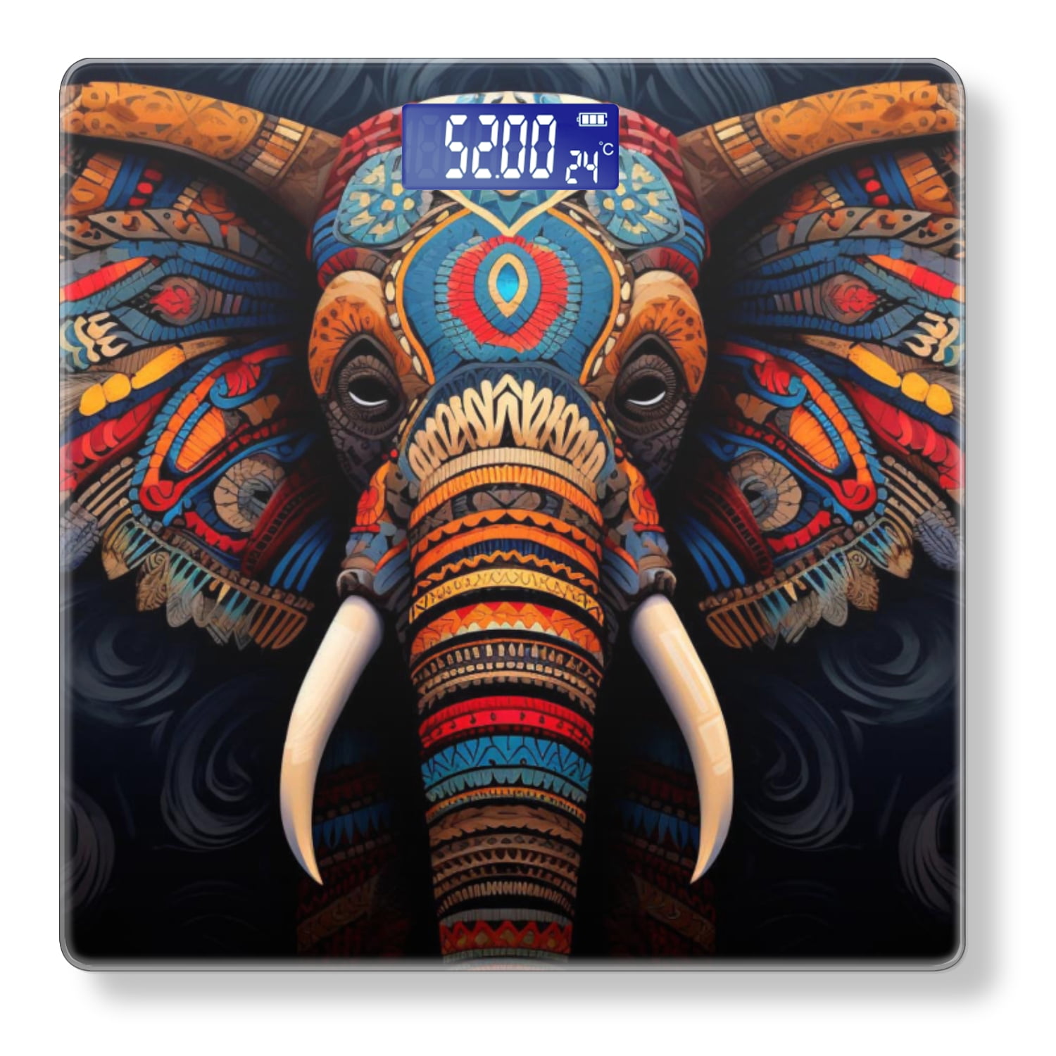 High Precision Body Weight Scale Smart Bathroom Scales with Large LCD Display(400lbs),Decorative for Bedroom-Symmetrical Colorful Elephant With Wings