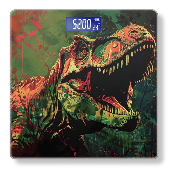 High Precision Body Weight Scale Smart Bathroom Scales with Large LCD Display(400lbs),Decorative for Bedroom-T-Rex With Open Mouth And Sharp Teeth