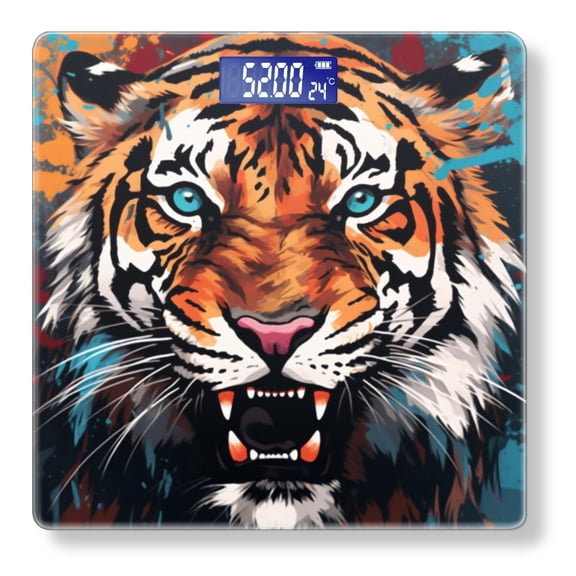 High Precision Body Weight Scale Smart Bathroom Scales with Large LCD Display(400lbs),Decorative for Bedroom-Tiger In The Style Of Graffiti-Inspired