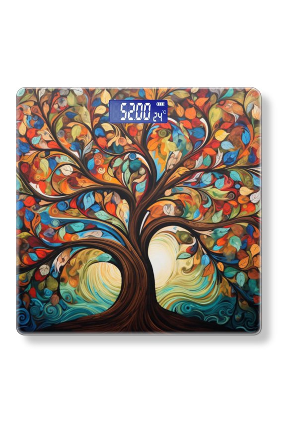 High Precision Body Weight Scale Smart Bathroom Scales with Large LCD Display(400lbs),Decorative for Bedroom-Tree Of Life With Many Leaves And Swirls