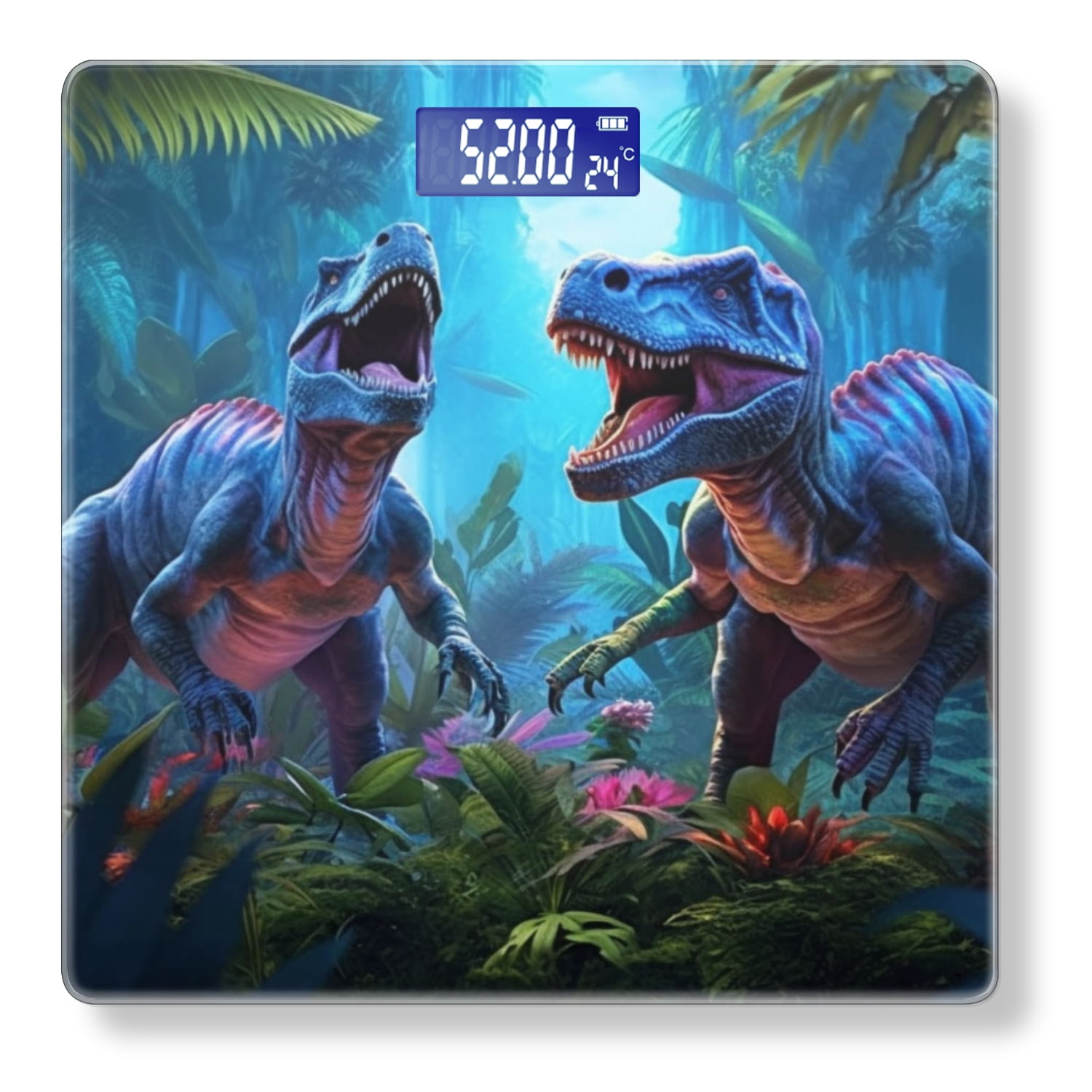 High Precision Body Weight Scale Smart Bathroom Scales with Large LCD Display(400lbs),Decorative for Bedroom-Two Dinosaurs Roaring At Each Other