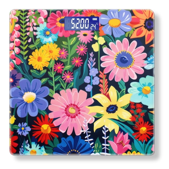 High Precision Body Weight Scale Smart Bathroom Scales with Large LCD Display(400lbs),Decorative for Bedroom-Various Flowers In Bright Color