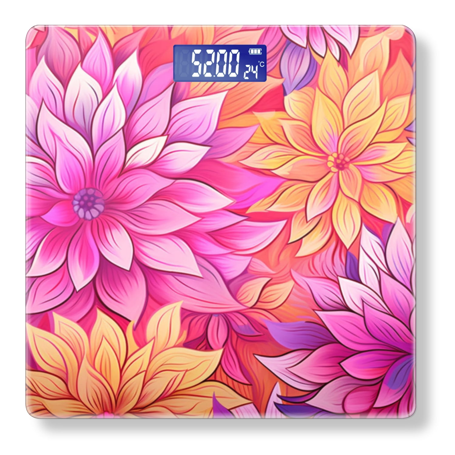 High Precision Body Weight Scale Smart Bathroom Scales with Large LCD Display(400lbs),Decorative for Bedroom-Vibrant And Colorful Dahlia Flowers