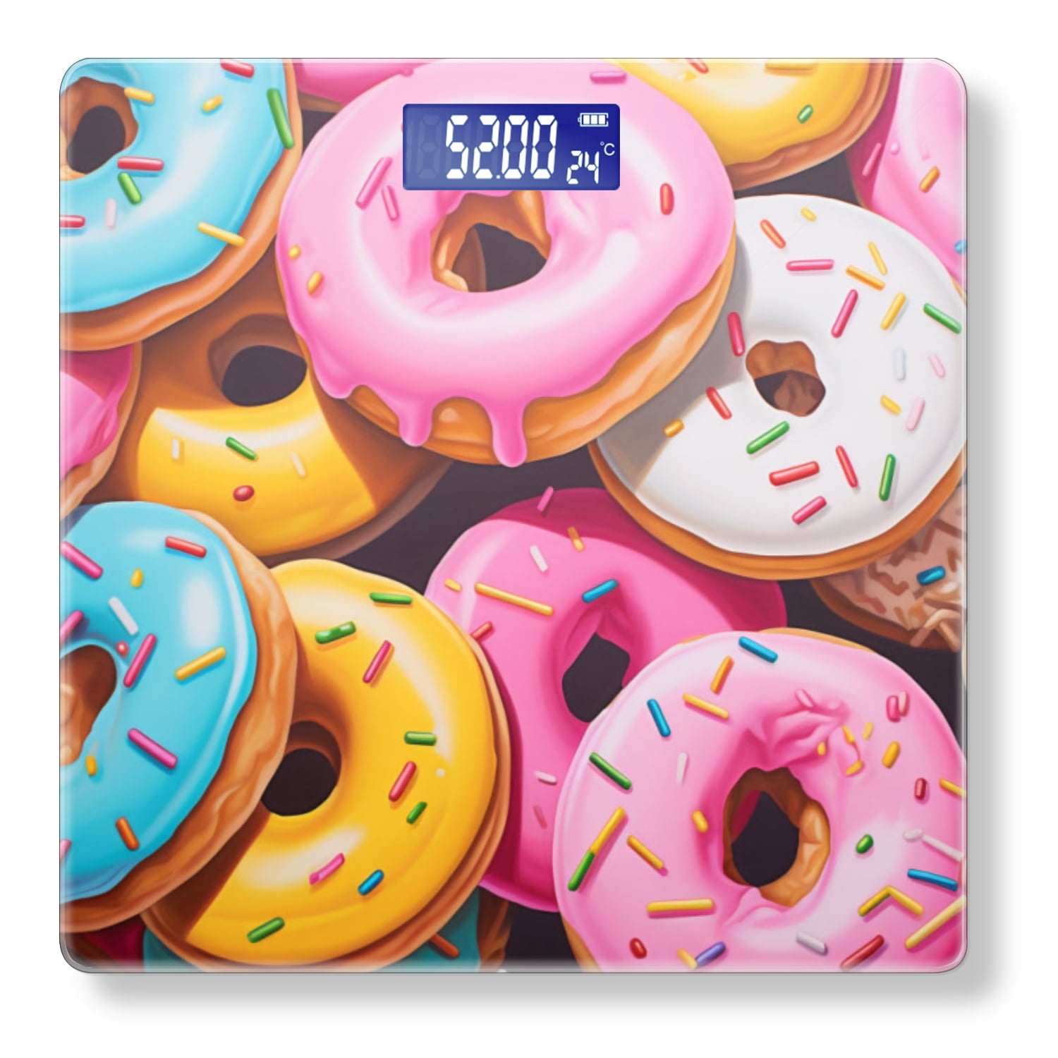 High Precision Body Weight Scale Smart Bathroom Scales with Large LCD Display(400lbs),Decorative for Bedroom-Vibrant And Colorful Doughnuts