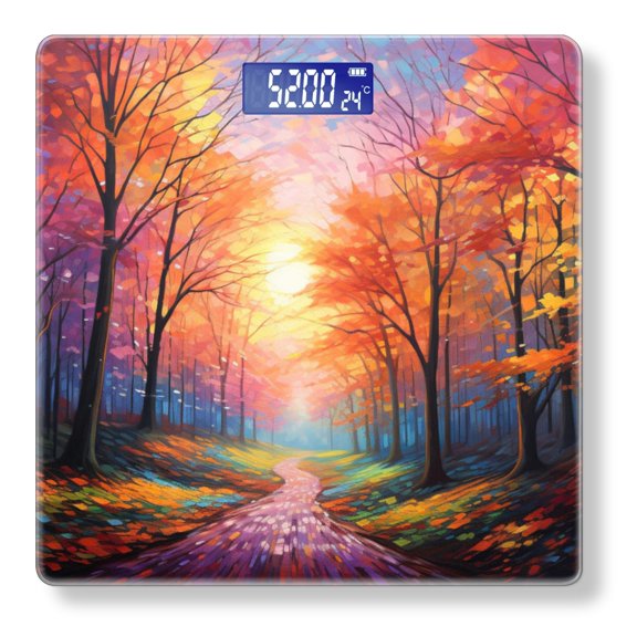 High Precision Body Weight Scale Smart Bathroom Scales with Large LCD Display(400lbs),Decorative for Bedroom-Vibrant Autumn Forest With Leaves Of Red
