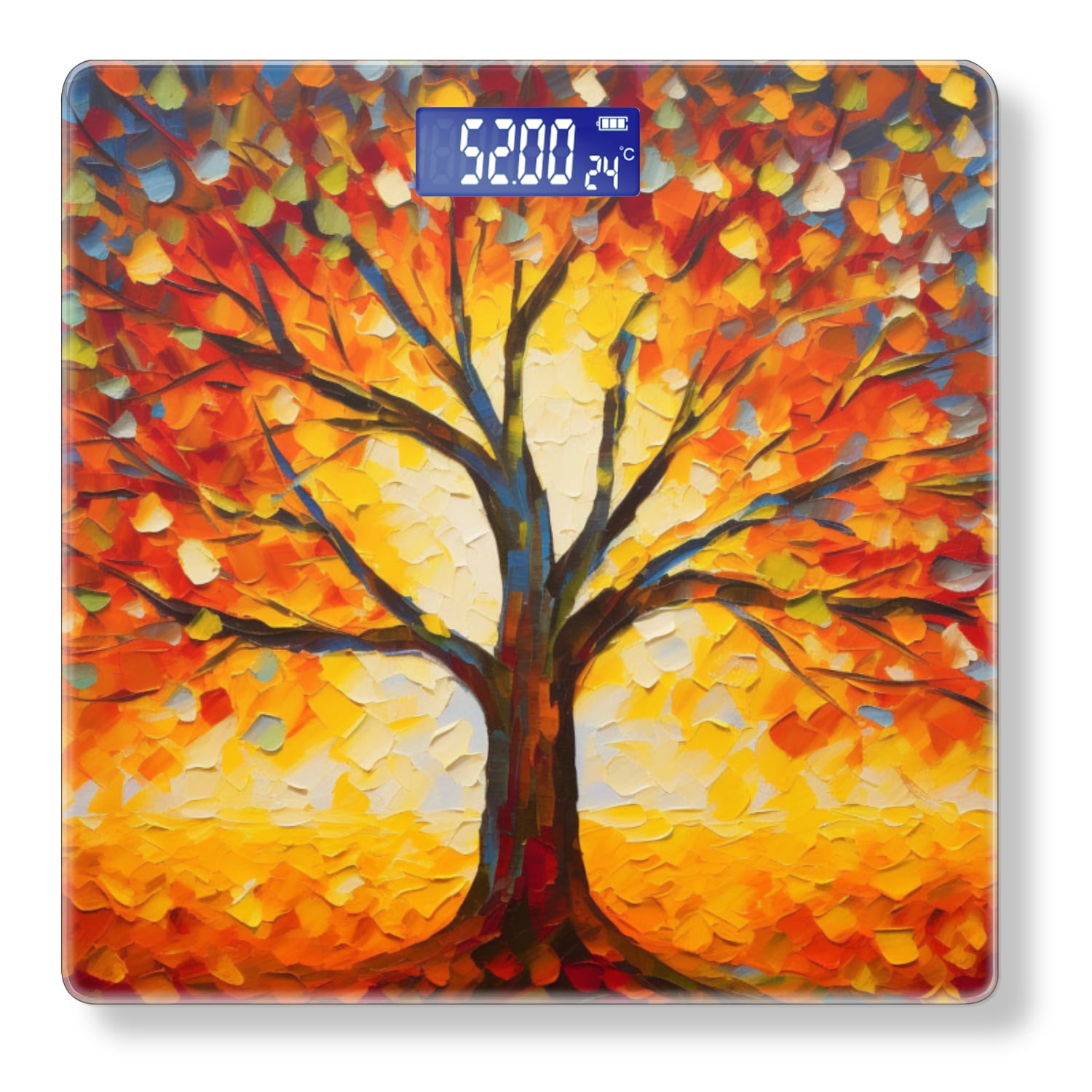 High Precision Body Weight Scale Smart Bathroom Scales with Large LCD Display(400lbs),Decorative for Bedroom-Vibrant Autumn Tree With Colorful Leaves