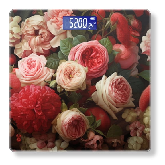 High Precision Body Weight Scale Smart Bathroom Scales with Large LCD Display(400lbs),Decorative for Bedroom-Vibrant Bouquet Of Roses