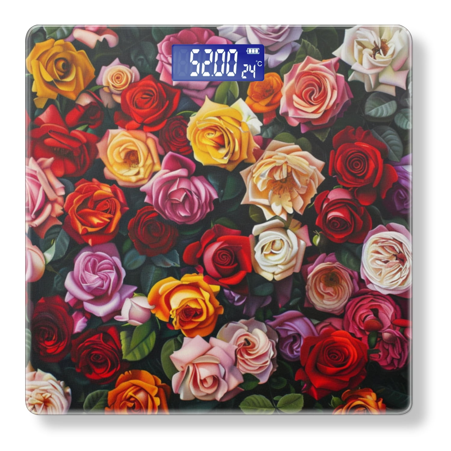 High Precision Body Weight Scale Smart Bathroom Scales with Large LCD Display(400lbs),Decorative for Bedroom-Vibrant Pattern Of Roses In Many Colors
