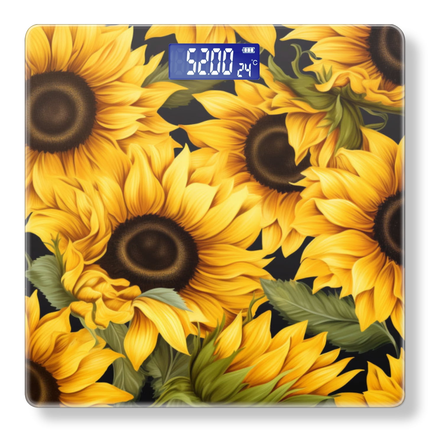 High Precision Body Weight Scale Smart Bathroom Scales with Large LCD Display(400lbs),Decorative for Bedroom-Vibrant Sunflowers With Petals