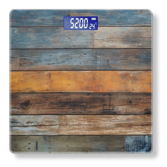 High Precision Body Weight Scale Smart Bathroom Scales with Large LCD Display(400lbs),Decorative for Bedroom-Wooden Wall With Aged And Weathered Look