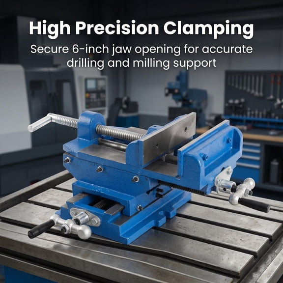 High Precision Cross Slide Vise, Drill Press Vise for Milling Operations, Durable Cast Iron Bench Vise 6 Inch for Home Workshops and Professional Use