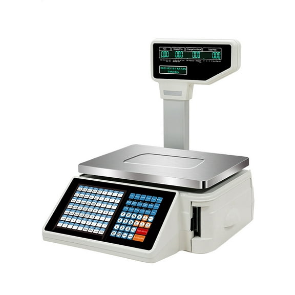 TOHU High Precision Digital Electronic Scale with Label Printer - Commercial Scale for Supermarket, Fruit Market & More, Ideal for Active Use