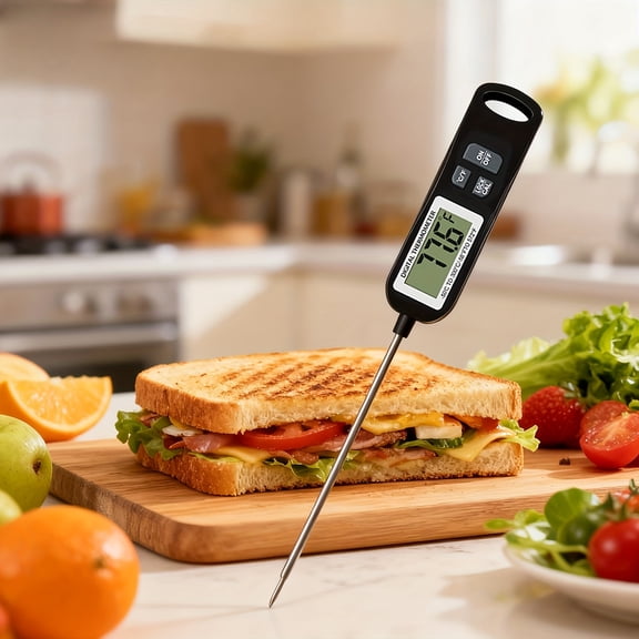 High-Precision Digital Food Thermometer, Fast-Read LCD, C/F Switchable with Protective Case, for Meat & Baking, Home & Professional Kitchen Use