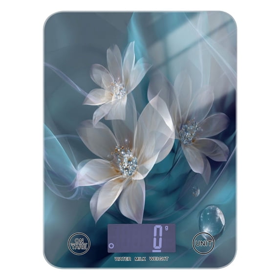 High Precision Digital Kitchen Scale Tempered Glass Food Scale Multifunction Scale Small Kitchen Appliances Abstract Art Flower
