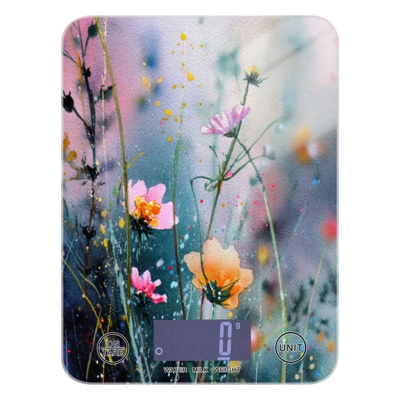 High Precision Digital Kitchen Scale Tempered Glass Food Scale Multifunction Scale Small Kitchen Appliances Abstract Wildflowers