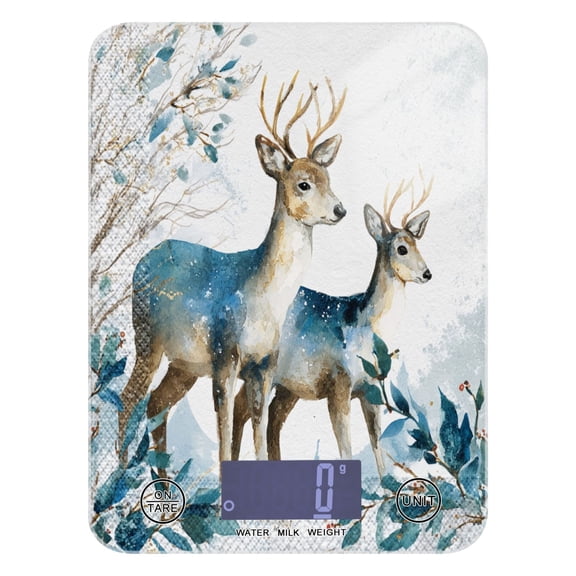 High Precision Digital Kitchen Scale Tempered Glass Food Scale Multifunction Scale Small Kitchen Appliances Beautiful Watercolor Deer