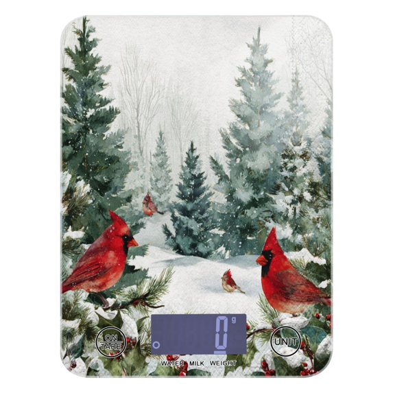 High Precision Digital Kitchen Scale Tempered Glass Food Scale Multifunction Scale Small Kitchen Appliances Beautiful Winter Forest Painting