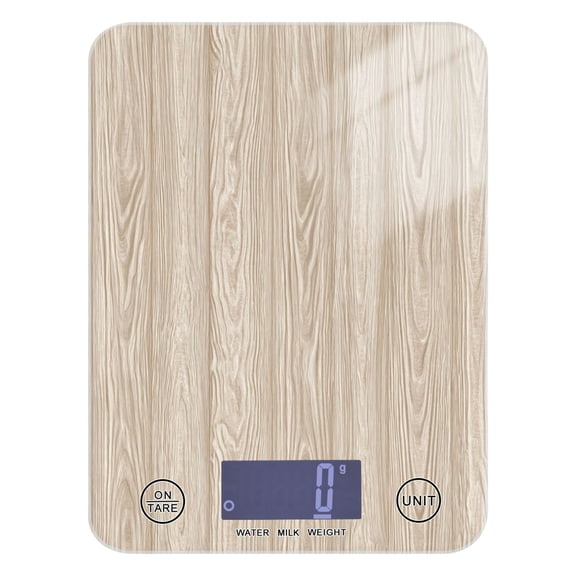 High Precision Digital Kitchen Scale Tempered Glass Food Scale Multifunction Scale Small Kitchen Appliances Beige Wood Grain Pattern