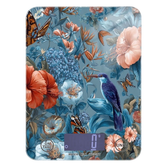 High Precision Digital Kitchen Scale Tempered Glass Food Scale Multifunction Scale Small Kitchen Appliances Birds and Flowers