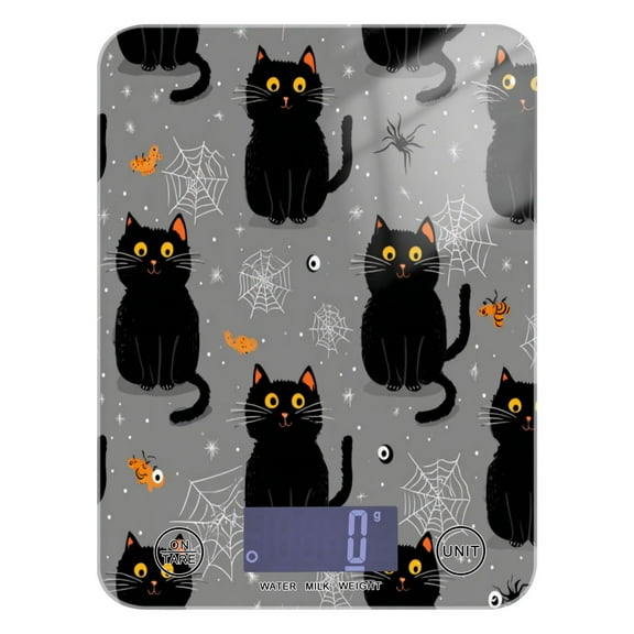 High Precision Digital Kitchen Scale Tempered Glass Food Scale Multifunction Scale Small Kitchen Appliances Black Cat and Spider Web