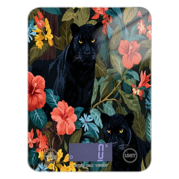 High Precision Digital Kitchen Scale Tempered Glass Food Scale Multifunction Scale Small Kitchen Appliances Black Leopard in The Jungle