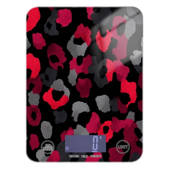 High Precision Digital Kitchen Scale Tempered Glass Food Scale Multifunction Scale Small Kitchen Appliances Black and Red Leopard Print