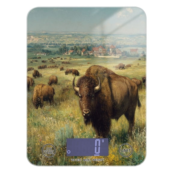 High Precision Digital Kitchen Scale Tempered Glass Food Scale Multifunction Scale Small Kitchen Appliances Buffalo Herd Oil Painting
