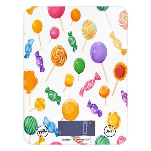 High Precision Digital Kitchen Scale Tempered Glass Food Scale Multifunction Scale Small Kitchen Appliances Cartoon Candy Pattern