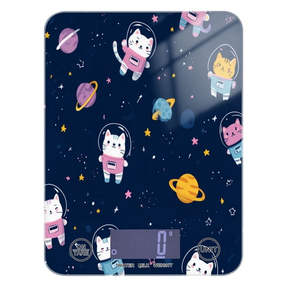 High Precision Digital Kitchen Scale Tempered Glass Food Scale Multifunction Scale Small Kitchen Appliances Cats in Space Suits