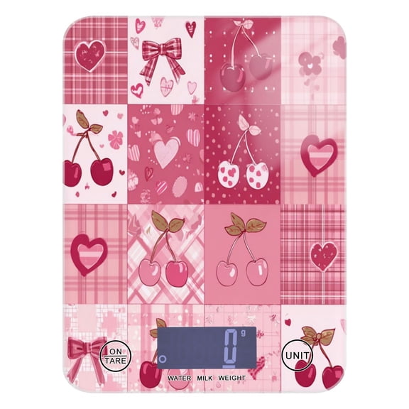 High Precision Digital Kitchen Scale Tempered Glass Food Scale Multifunction Scale Small Kitchen Appliances Cherry Pattern with Bows